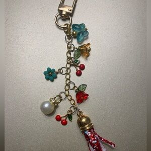 Gold tone key chain/bag charm, handcrafted.